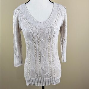 Smart Set Cream Cable Knit Sweater Women's Size M